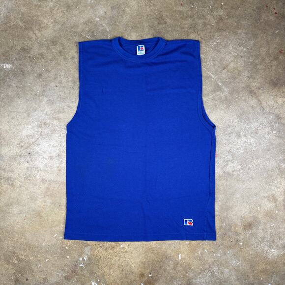 Vintage Russell Athletic Sleeveless Mesh Muscle Shirt‎ Men’s Medium Blue 90s - Picture 1 of 8